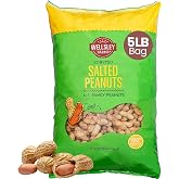 Wellsley Farms Salted Roasted Peanuts In Shell, USA Grown Whole, Non-GMO, Gluten-Free, Vegan, Cholesterol-Free, Shell-Cracking Snack for Game Day, BBQ &amp; Travel, 5 lb Bag