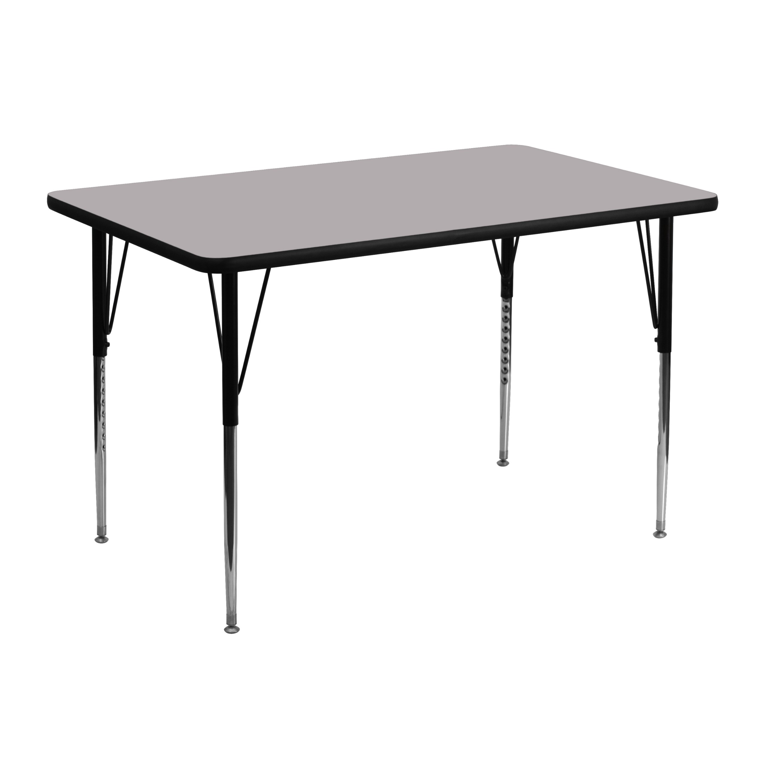 flash furniture 30''w x 48''l rectangular grey thermal laminate activity table - standard height adjustable legs