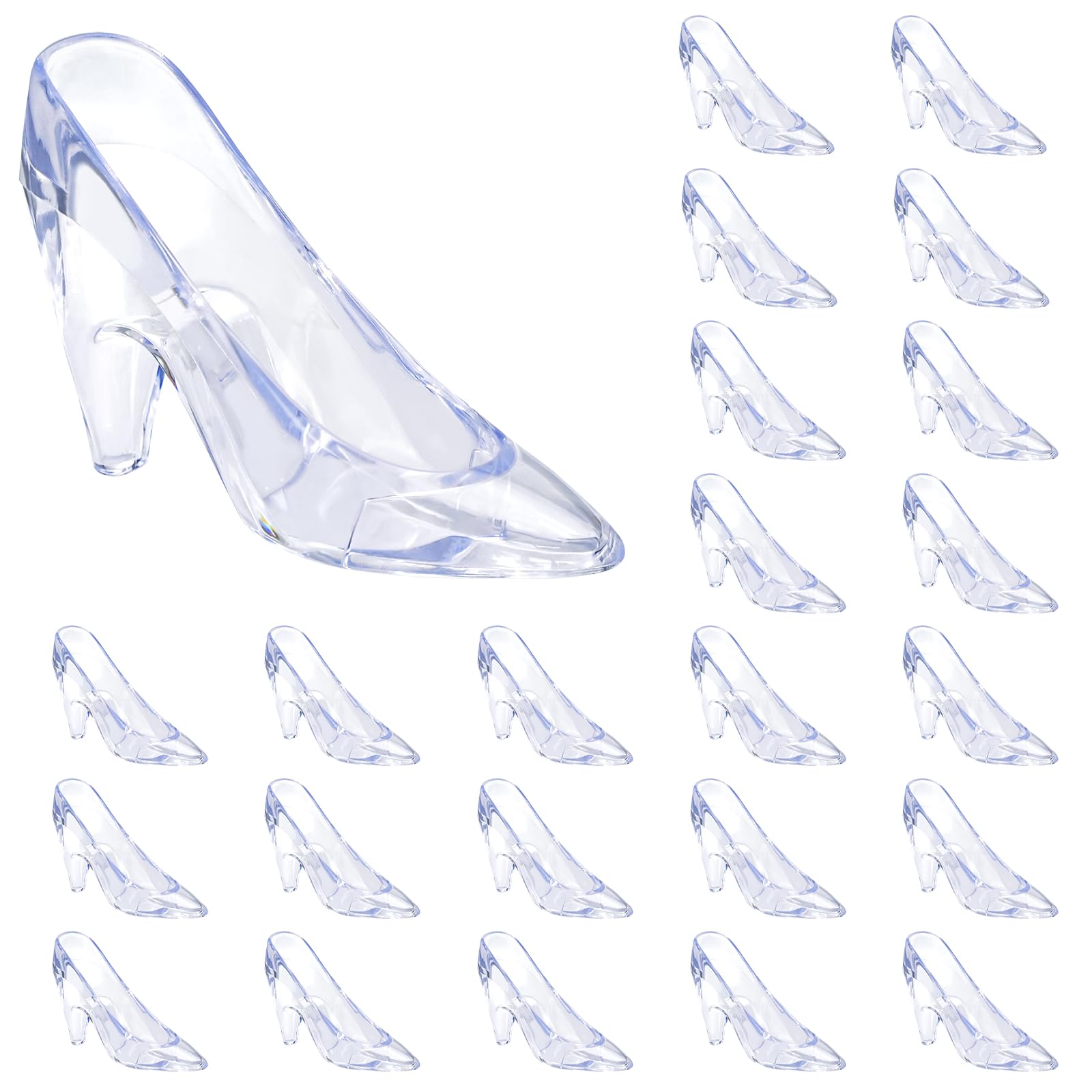 Photo 1 of Plastic Mini Cinderella Princess Slippers Glass Heels Party Decorations for Weddings, Birthday Party Favors 3.5 inches