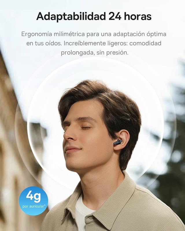 BS1 NC Auriculares Inalámbricos Blueooth Semi-In-Ear, Auriculares Bluetooth Cancelación de Ruido, Audifonos Inalambricos, Hi-Res, Driver 13 mm, 6 Mic AI, IP55, 55 Horas, Bluetooth 6.0