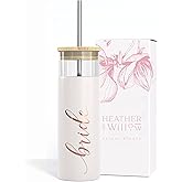 Bride to Be Iced Coffee Tumbler with Bamboo Lids and Straws | 20 oz Mason Jar Cups & Iced Coffee Cup | Wedding Bridesmaid Proposal Gifts, Bridal Shower, Bachelorette Party Supplies & Bride Tribe