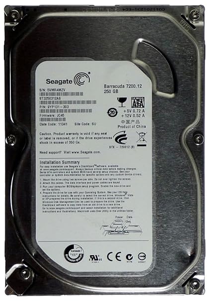 250GB Seagate Barracuda 7200.12 ST3250312AS SATA ID12507