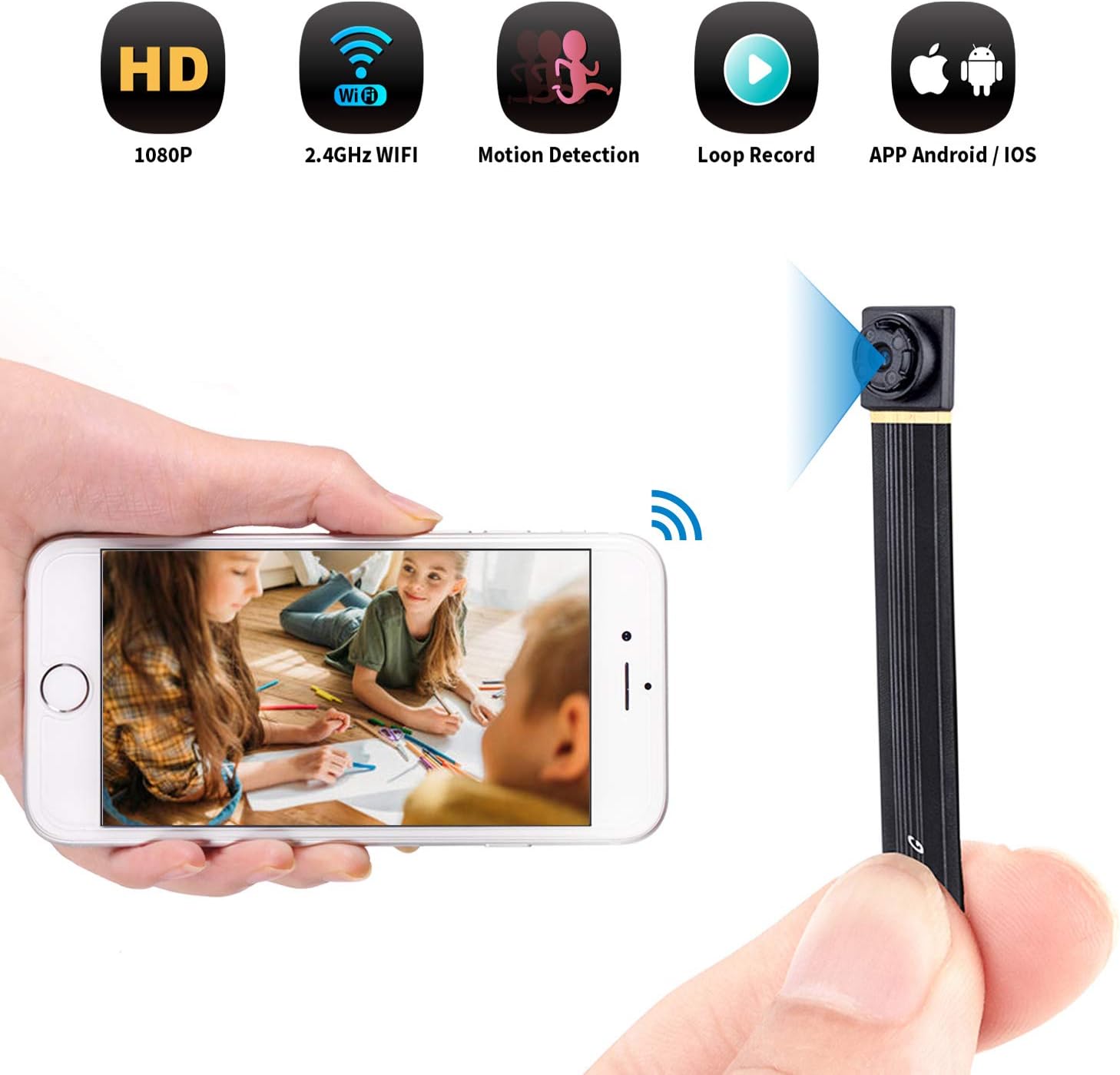 WiFi Mini Spy Hidden Camera, SOOSPY 1080P Wireless Indoor Outdoor Portable Security Camera/Nanny Cam with Motion Detection(iOS&Android)