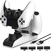 Nyko – Charge Base Edge – Store & Charge Station Compatible with PS5 DualSense & Edge Controllers – PS5 Slim Accessory Dual Port Recharging Dock - USB-C Dongles - LED Charge Indicators