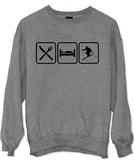 Amazon Eat Sleep Ski Winter Snow Sport Addict 素敵 おかしいです やる気を起こさせます トレーナー グレー Xx Large トレーナー パーカー 通販
