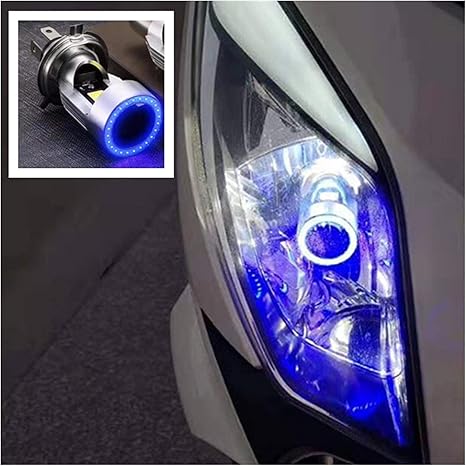 Amazon Co Jp Rjjx 2pcs Led H4車ヘッドライトバルブのhi Loのビームautomoblesヘッドランプオートでブルー エンジェルeyesuper 6000kホワイトアクセサリー12 24v赤 Emitting Color 2 Pcs H4 Blue ホーム キッチン