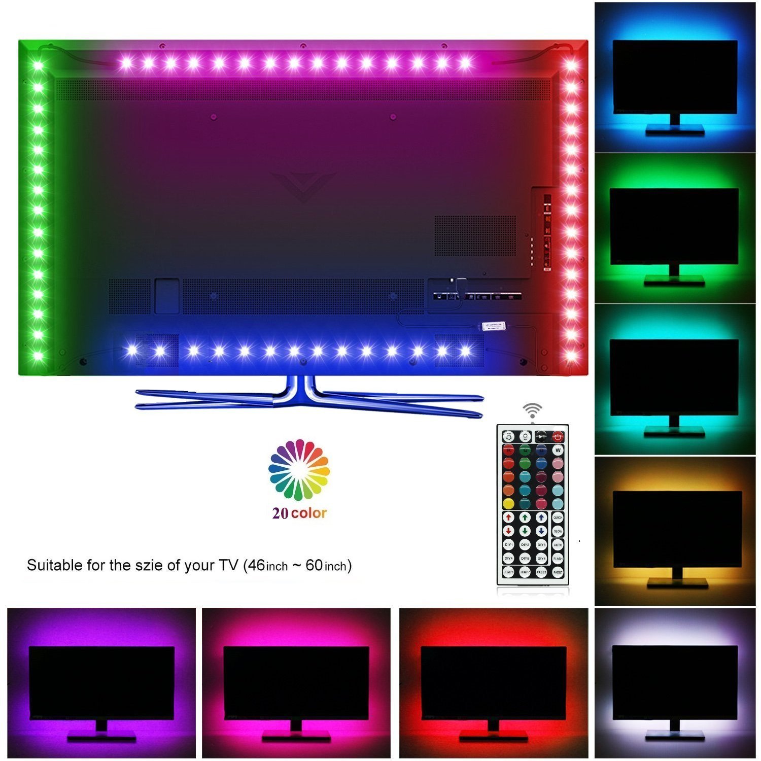 Topled Light LED TV USB Backlight Light RGB LED Light Strip Mini... eBay