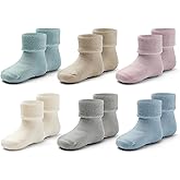 Zestonie Baby Boys Winter Warm Socks Baby Non Slip Socks with Grips for Baby Girls Full Terry Christmas Socks 6 Pack