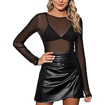 JWJP&CCYIQI Women Glitter Sequin Mesh Sheer Tops See Through