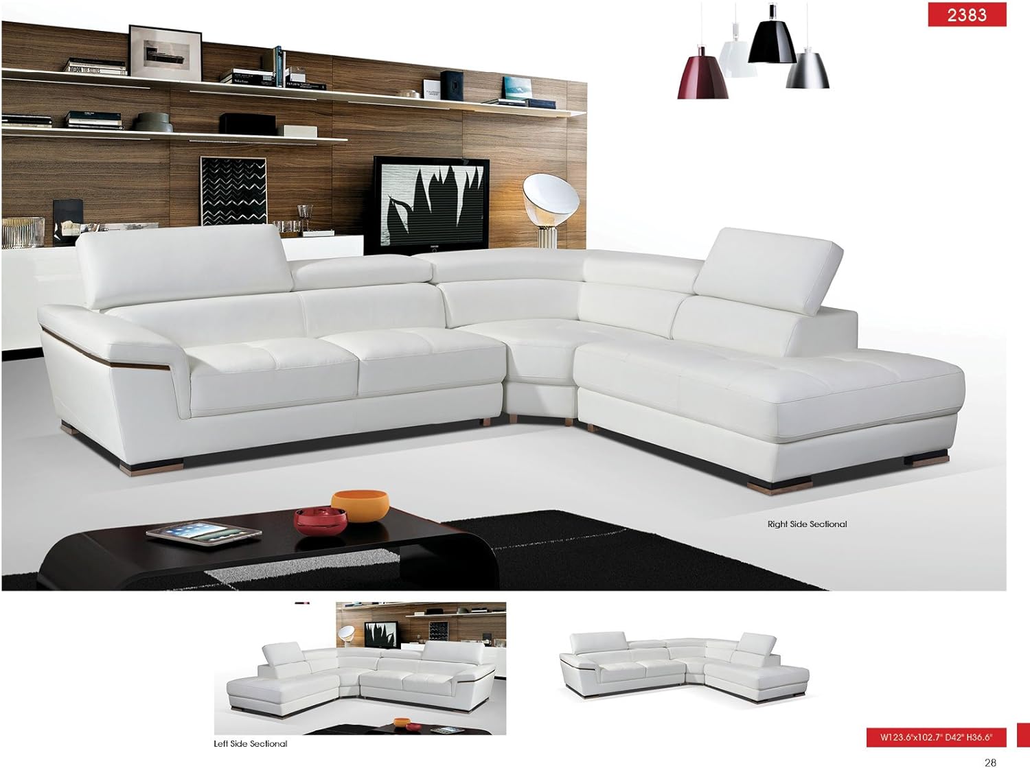 Amazon Com Esf 2383 White Genuine Leather Sectional Sofa Kitchen