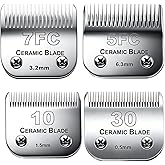 Dog Grooming Blades Compatible with Andis Clipper/Oster A5/Wahl KM Series | Dog Clipper Blade,Ceramic Blade &amp; Stainless Steel Blade Size:#10+30+7FC+5FC,Silver,3 Count