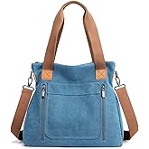 Sunshinejing Women's Canvas Tote Bag Work Shoulder Crossbody Bags Vintage Multi-pocket Handbags