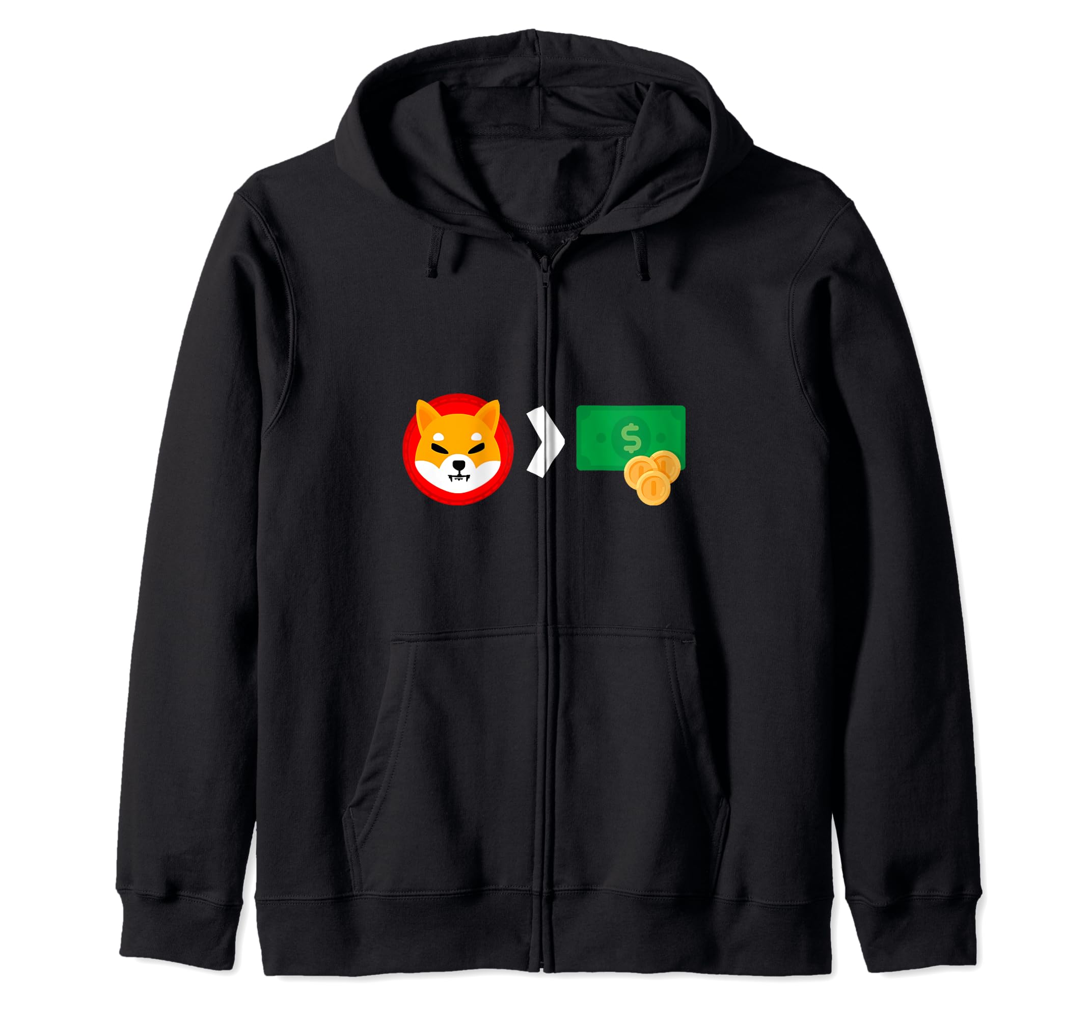 Shiba Inu Coin Vs Dollar Bill Blockchain Cryptocurrency HODL Zip Hoodie