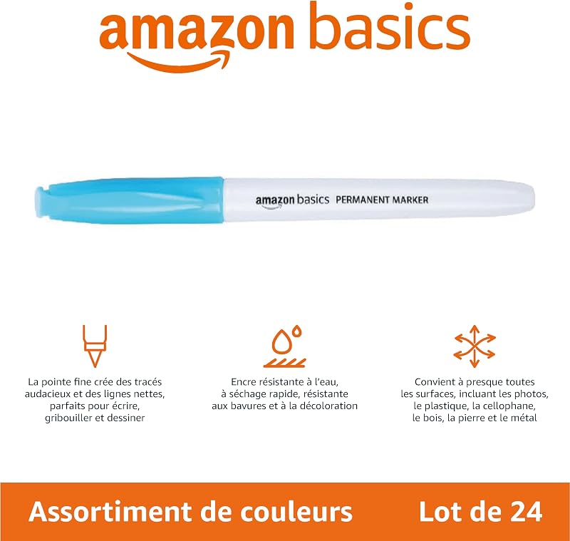 Lot de 24 marqueurs indélébiles, Assortis