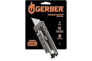 Gerber Gear Prybrid Multi Tool Utility Pocket Knife - Utility EDC Razor Knife with Retractable Blade and Pry Bar - Grey