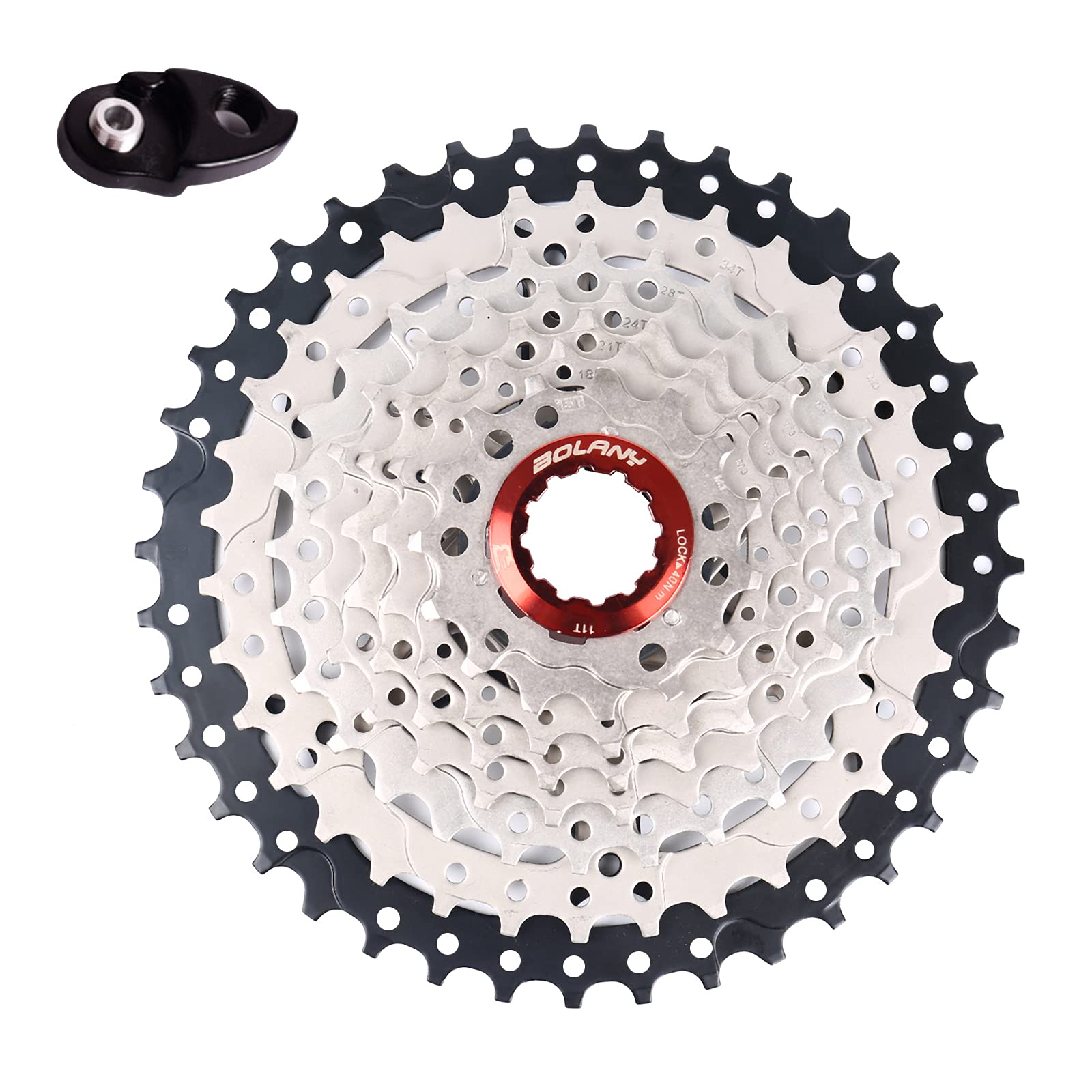 GDWD Mountain Bicycle Flywheel ,9-Speed Cassette 11-40 Cassette for Mountain Bike Racing Bike MTB 9-Speed Front Derailleur with Tail Hook, Super Light (Silver Black)