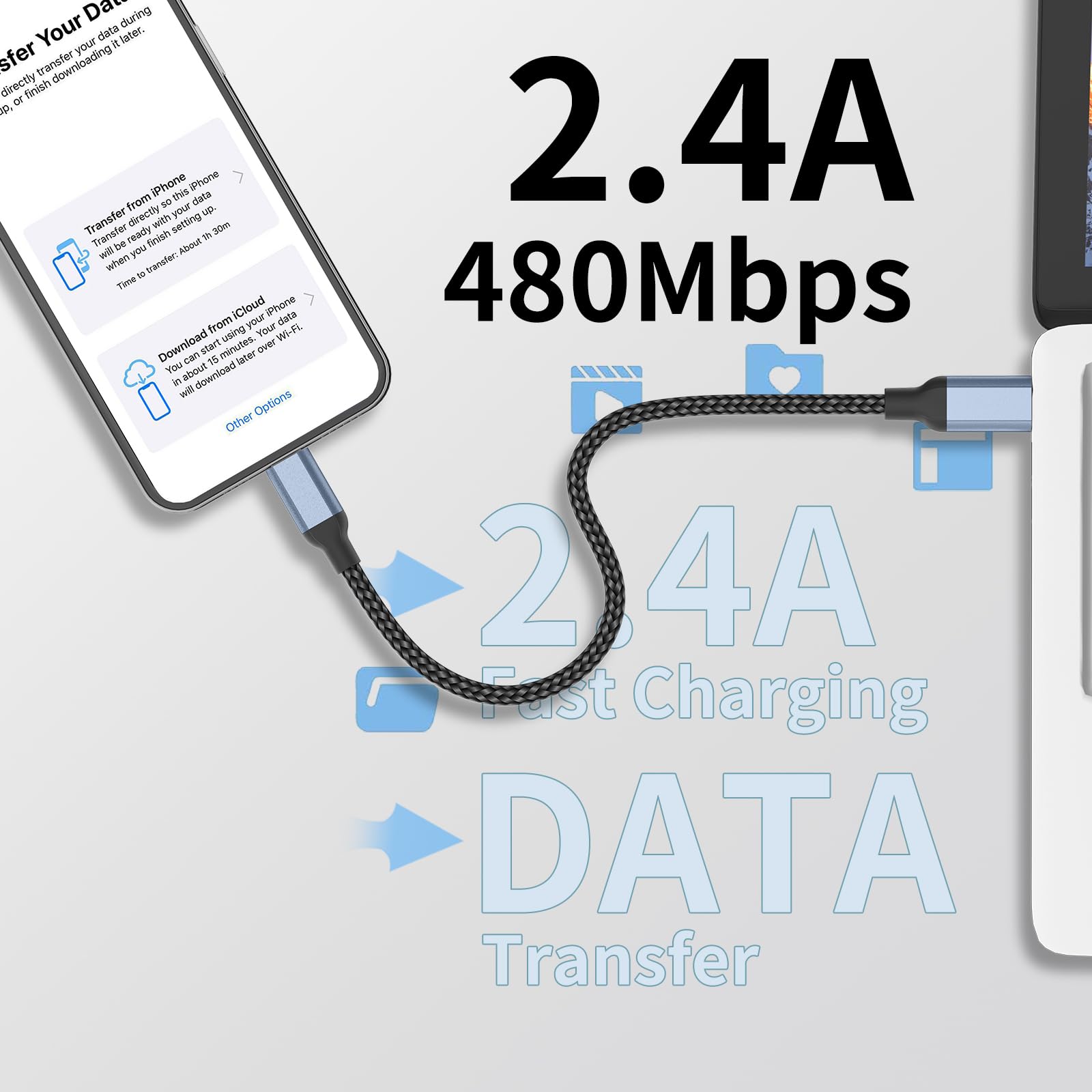 6 Inch USB C to Lightning Cable, 3Pack [MFi Certified] 0.5 foot Short Type c to iPhone Charger Cable Nylon Braided USBC Fast Charging Cord for iPhone 14/13/12/11Pro/X/XR/8/7/6/Plus/SE/iPad, PowerBank