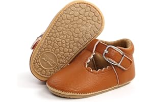 SOFMUO Baby Boys Girls Lace Up Leather Sneakers Soft Rubber Sole Infant Moccasins Newborn Oxford Loafers Anti-Slip Toddler Wedding Uniform Dress Shoes