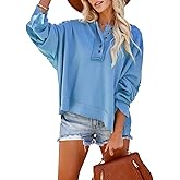 Dokotoo Hoodies for Women 2024 Fashion Fall V Neck Button Down Long Sleeve Hooded Sweatshirts Tops
