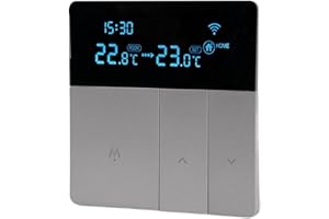 Digital Thermostat, Digital Thermostat Programmable Remote Control Temperature Controller AC 90‑240V for Water Heating, Grey,