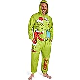 The Grinch Mens One-Piece Pajamas with Hood, Fleece Loungewear - Gifts for Him