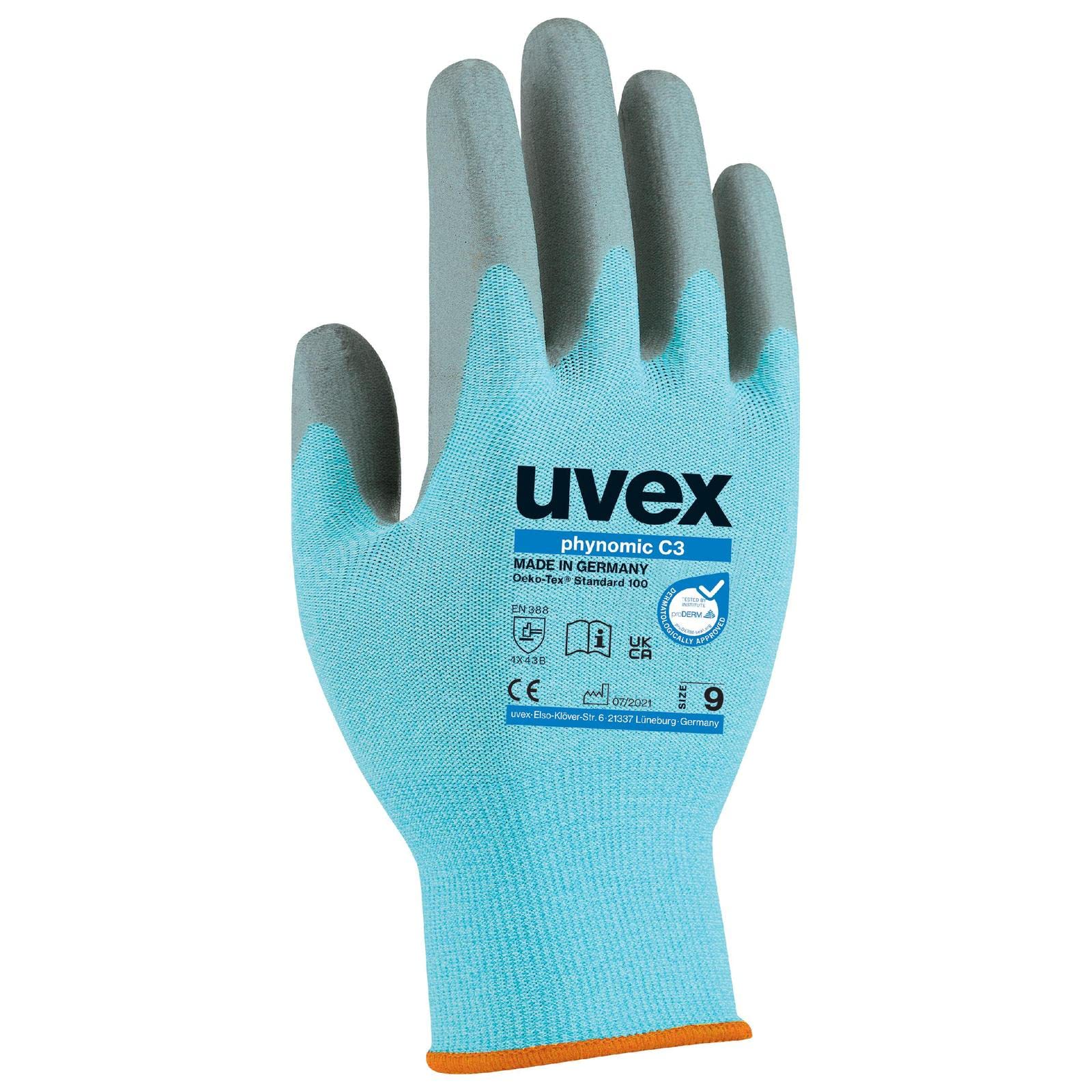 Uvex 60080 9 Phynomic C3 Safety Glove, Size: 9, Sky Blue