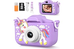 NOWWISH Kids Camera, Toys for Ages 2-9 Girls, 3 4 5 6 7 8 9 Year Old Girl Birthday Gifts for Toddler Children, 48MP 1080P HD Video Dual Lens Digital with 32GB SD Card, Purple