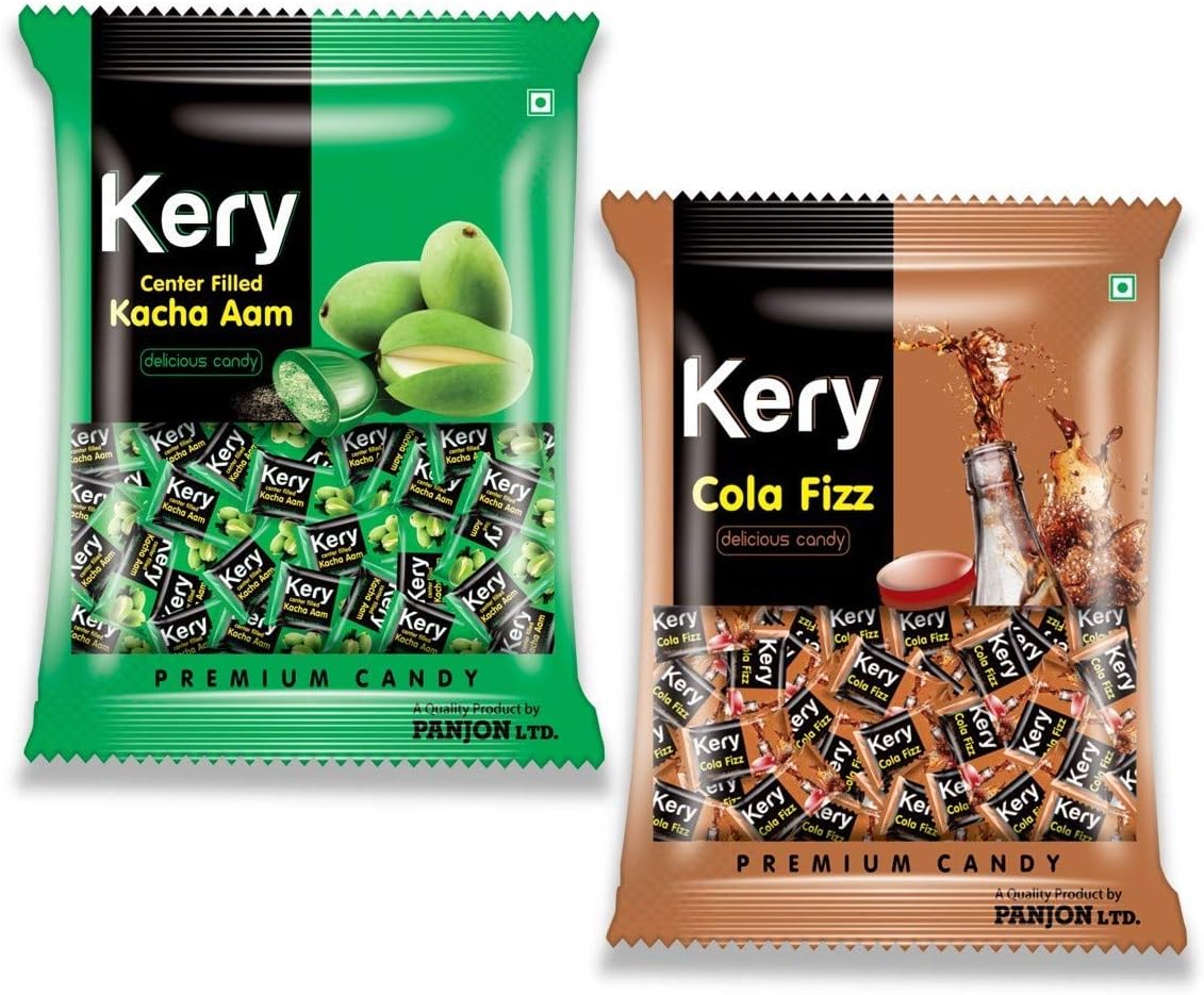 Kery Cola Fizz and Kacha Aam Masala Candy (Pack of 2) 480g [Raw Mango Center Filled and Cola Cola Toffee]