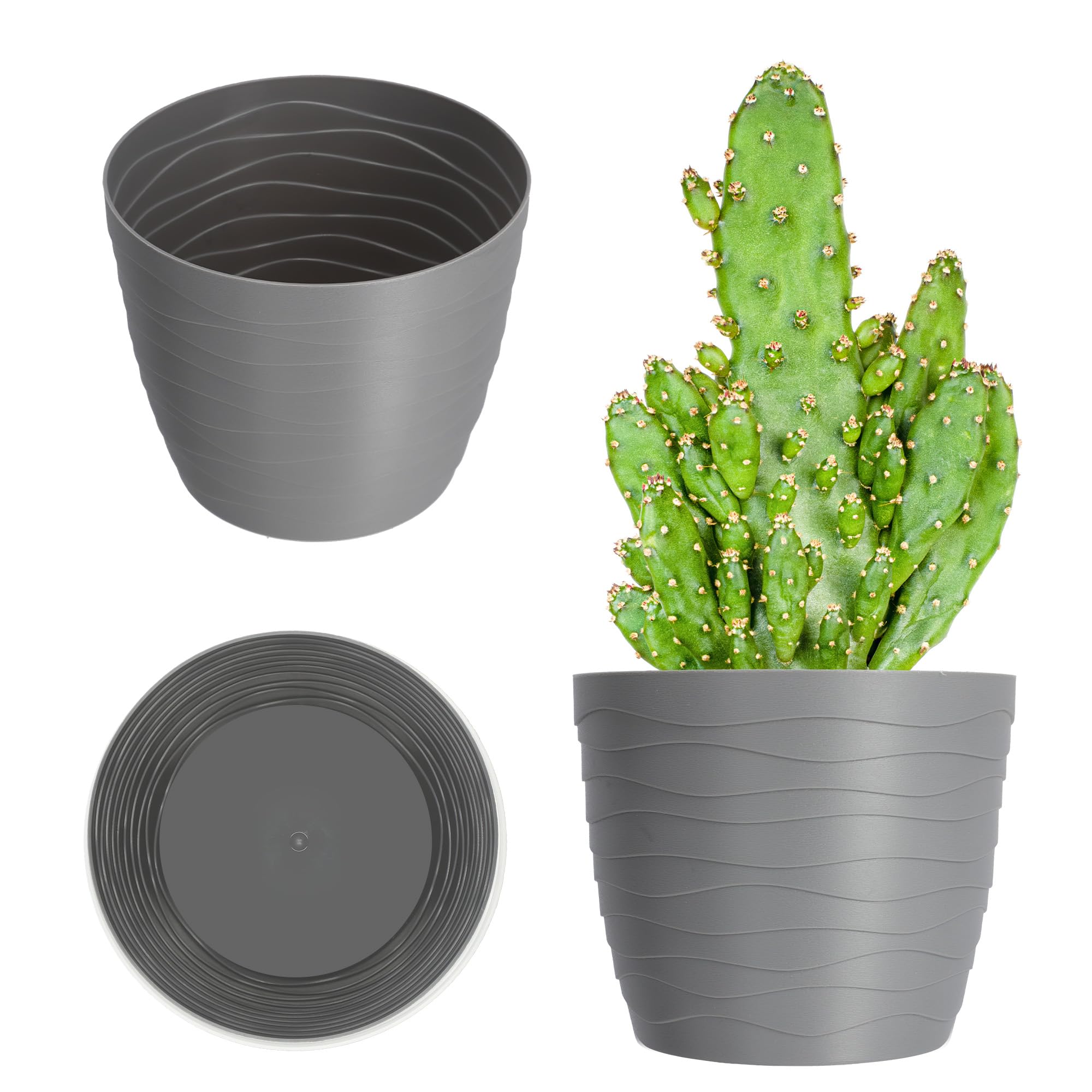 KADAX Plant Pot, Lightweight Planter with Elegant Design for Living Room, Indoor Flower Pot for Houseplants, Succulents, Herbs (⌀ 15 cm, Grey)