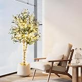 YOLEO 5FT Artificial Olive Tree Faux Silk Leaves Home Office Decor view 2