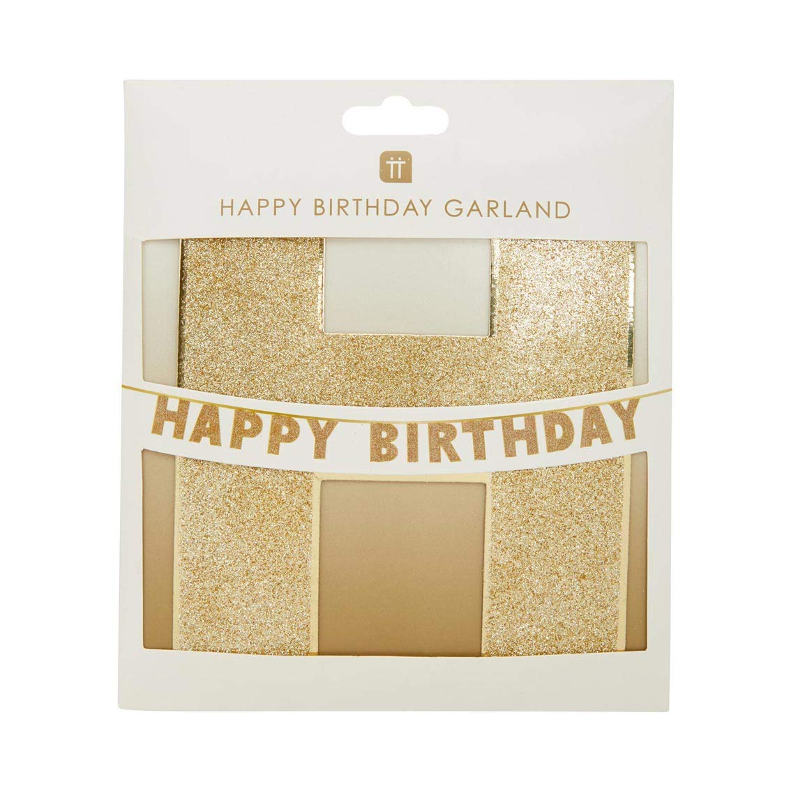 Talking Tables 3 metres Party Decorations Glitter Finish-Stylish and Impactful, Gold Happy Birthday Garland. 3M, LUXE-GARLAND-HB