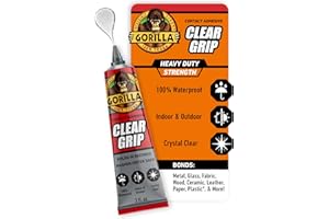 Gorilla Clear Grip Contact Adhesive, Flexible, Fast-Setting, Permanent Bond, Waterproof, Indoor & Outdoor, Paintable, 3oz/88m