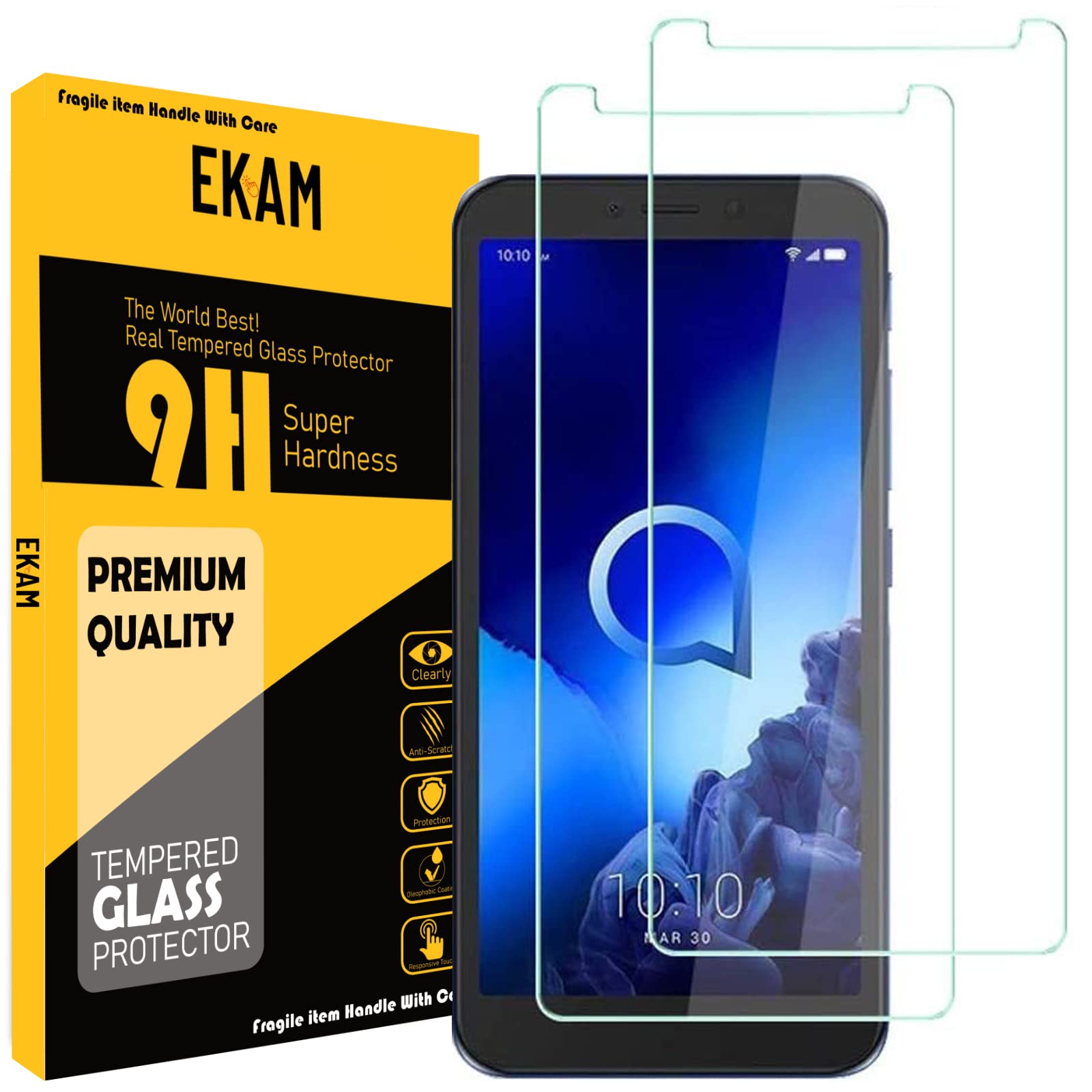 Mobile Stuff Alcatel 1 Screen Protector [2 Pack], Alcatel 1 glass screen protector, [Anti-scratch] [Anti-Bubble] Tempered Glass for Alcatel 1 [5.0" Inch]
