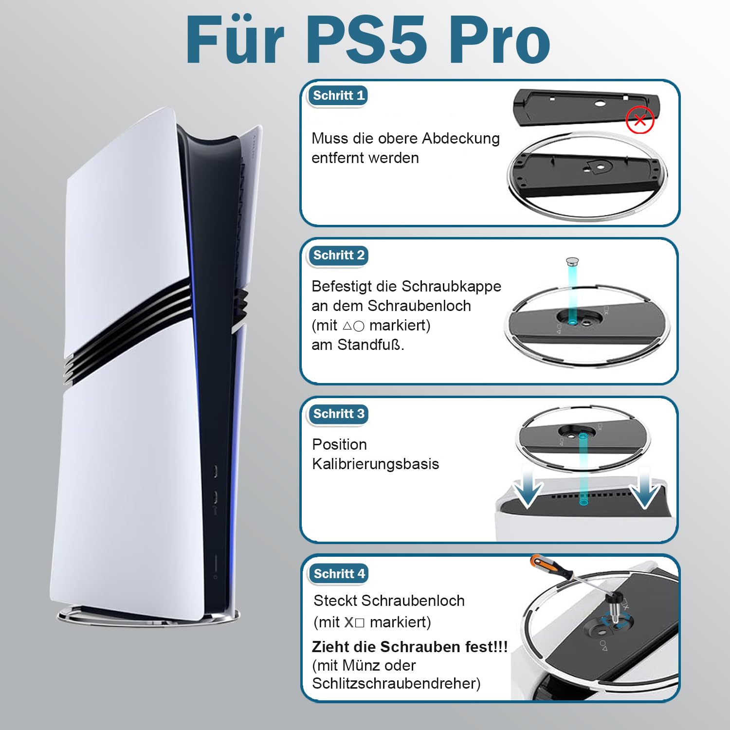 BYZANDQI Vertikaler Standfuß für PS5 / PS5 Pro / PS5 Slim Konsole 4