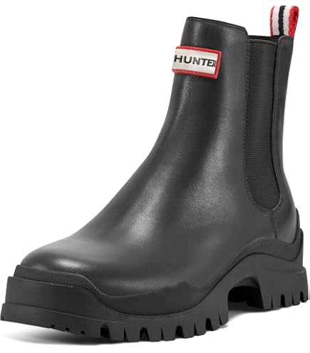 Amazon.com | Hunter Women's Neveah Waterproof, Black Leather, 5