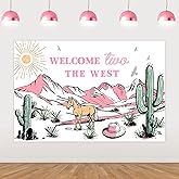 kreat4joy Cowgirl 2nd Birthday Decoration, Cowgirl 2nd Rodeo Birthday Decoration Welcome two The West Backdrop Banner 5×3ft Pink for Western Rodeo Wild West Second Decorations