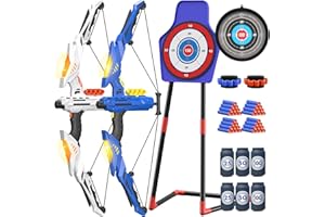 QDRAGON Kids Bow and Arrow, Light-up Archery Set for Kids, with 3 Types of Targets, 20 Suction Cup Arrows, Wrist Band, Indoor Outdoor Toys Gifts for Boys Girls Ages 4 5 6 7 8 9 10 11 12