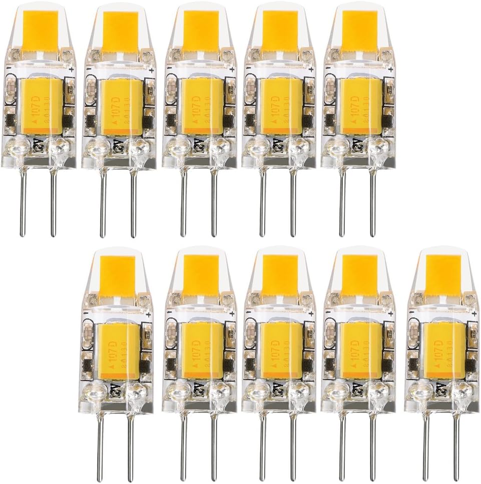 iLampens 12 Volt LED Light Bulbs - 1.5 Watt 100 Lumens Warm White LED Bulb Base, Corn COB LED Light in Boat RV Marine Interior Fixtures, Replacement Halogen G4 Bulb, DC 12V Non-dimmable, 10-Pack