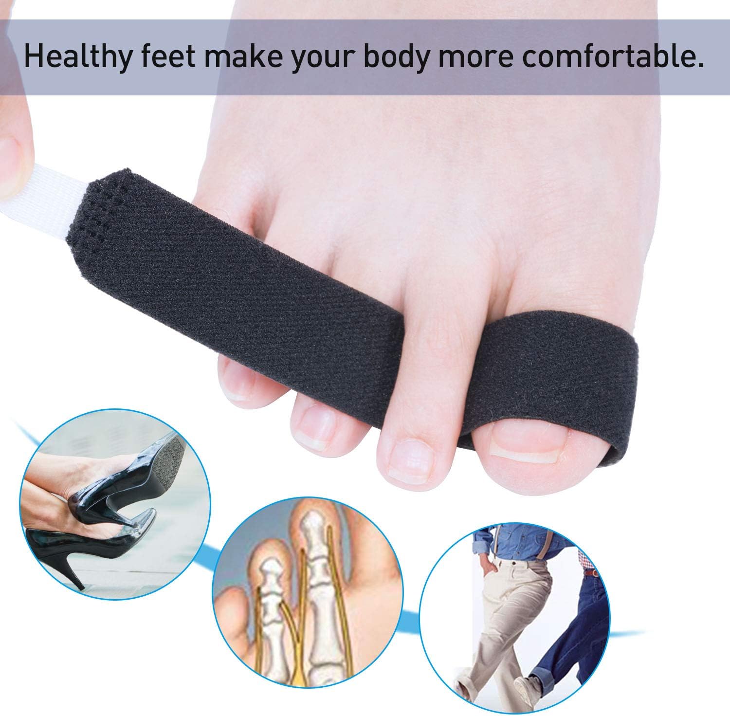 Sumifun Elasticity Toe Splint, 4 Packs of Toe Wraps for Broken Toe Curled toe, Hammer toe - Image 3