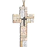 Christian Cross Ornaments For Christmas Tree, Religious Christmas Decor Gifts, Jesus, Bible Verse, Faith Based, Biblical, Spiritual, Catholic, Church, Baptism Stocking Stuffers Exchange For Men, Women