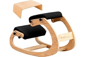CoVibrant Professional Kneeling Chair with Wooden Computer Stand Comfortable Cushion Adjustable Knee Chair Ergonomic Rocking Posture Chair for Back Pain Relief