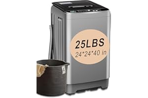 KRIB BLING Washer Grey 25lbs Compact Portable Top Load Washing Machine with LED Display, 10 Programs, 8 Water Levels, Ideal for Dorms, Apartments, RV, Grey