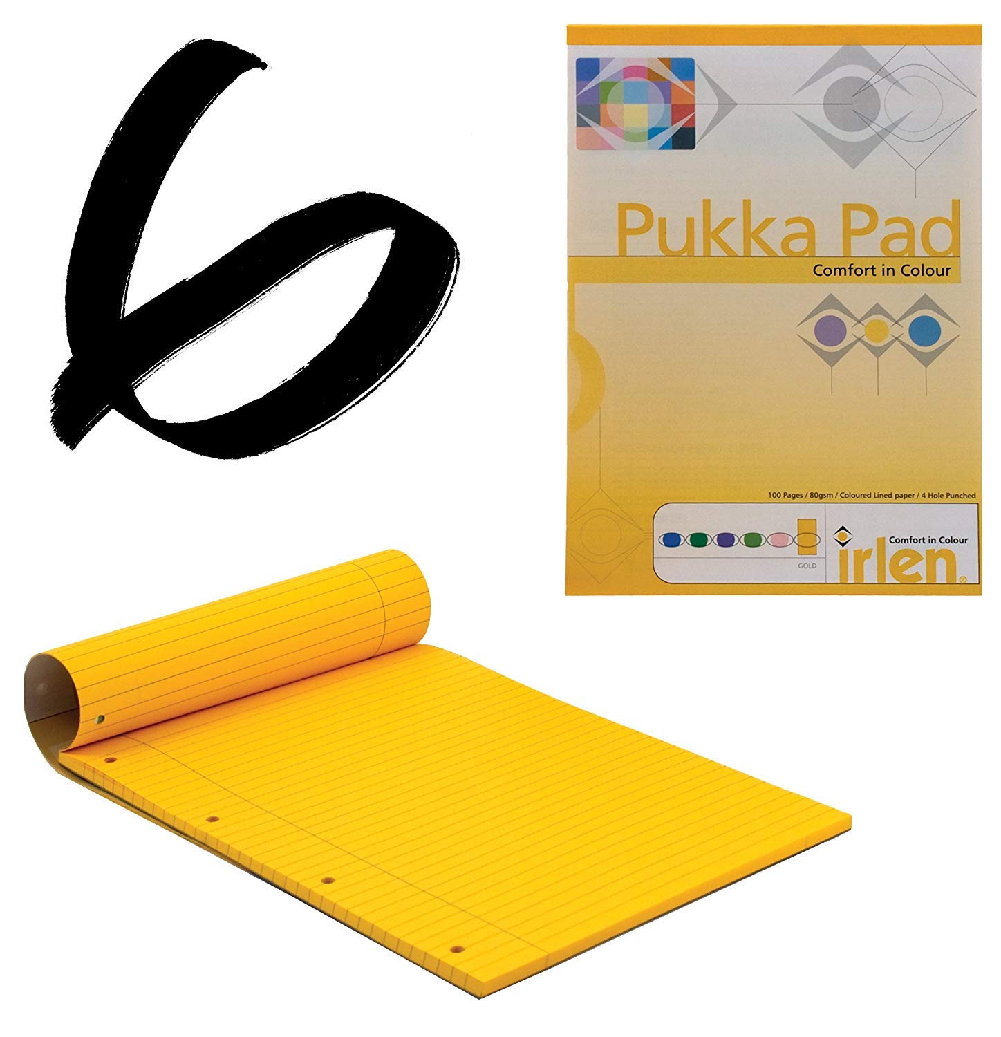 6x Gold Pukka Pad A4 80gsm Ruled With Margin 100 Pages 50 Sheets