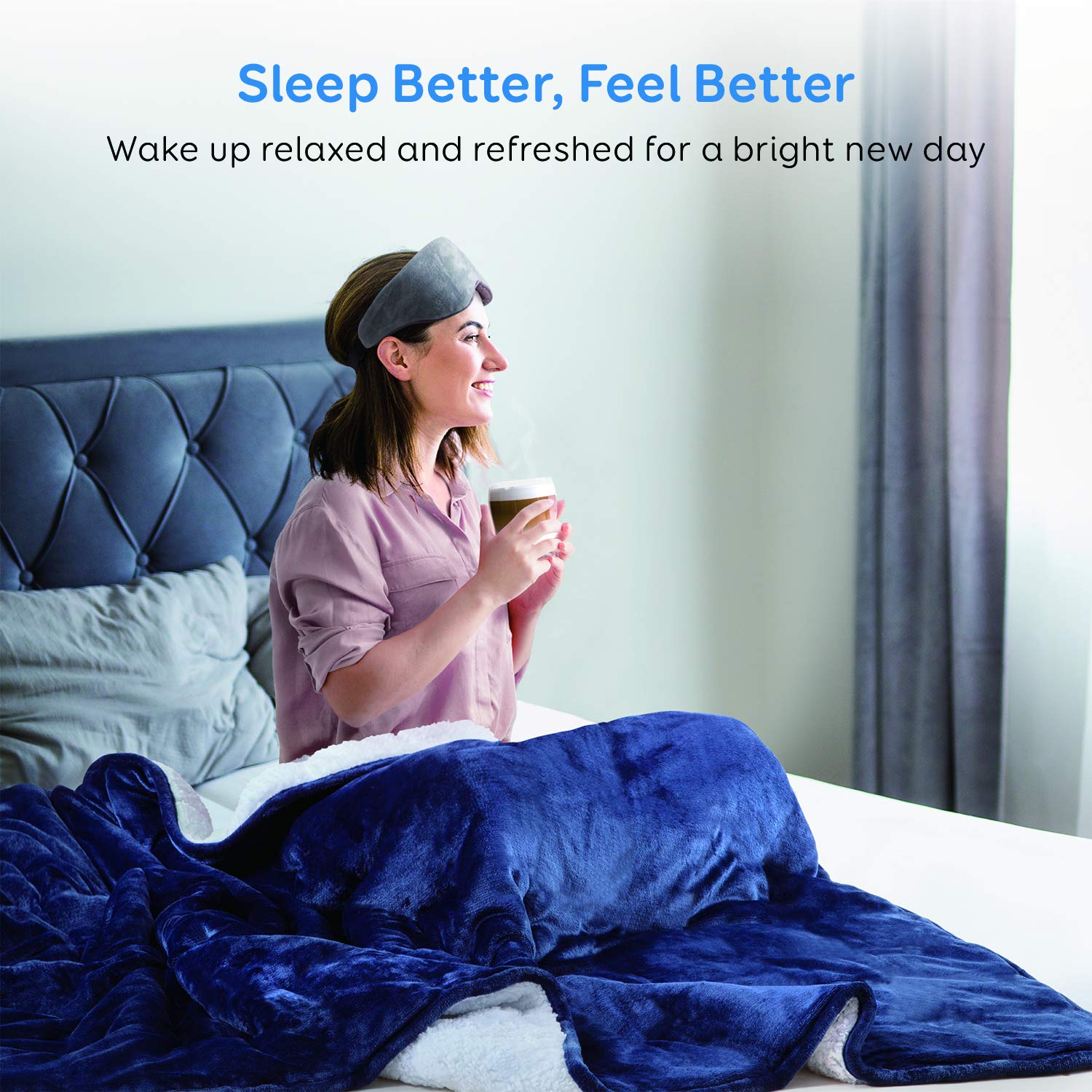 BUZIO Sherpa Fleece Blanket for Kids and Adults, Fuzzy Throw Blanket with Soft Plush Flannel, Dual Sided Throw Size Cozy Fluffy Blanket Microfiber, 60 x 80 inches, Navy Blue