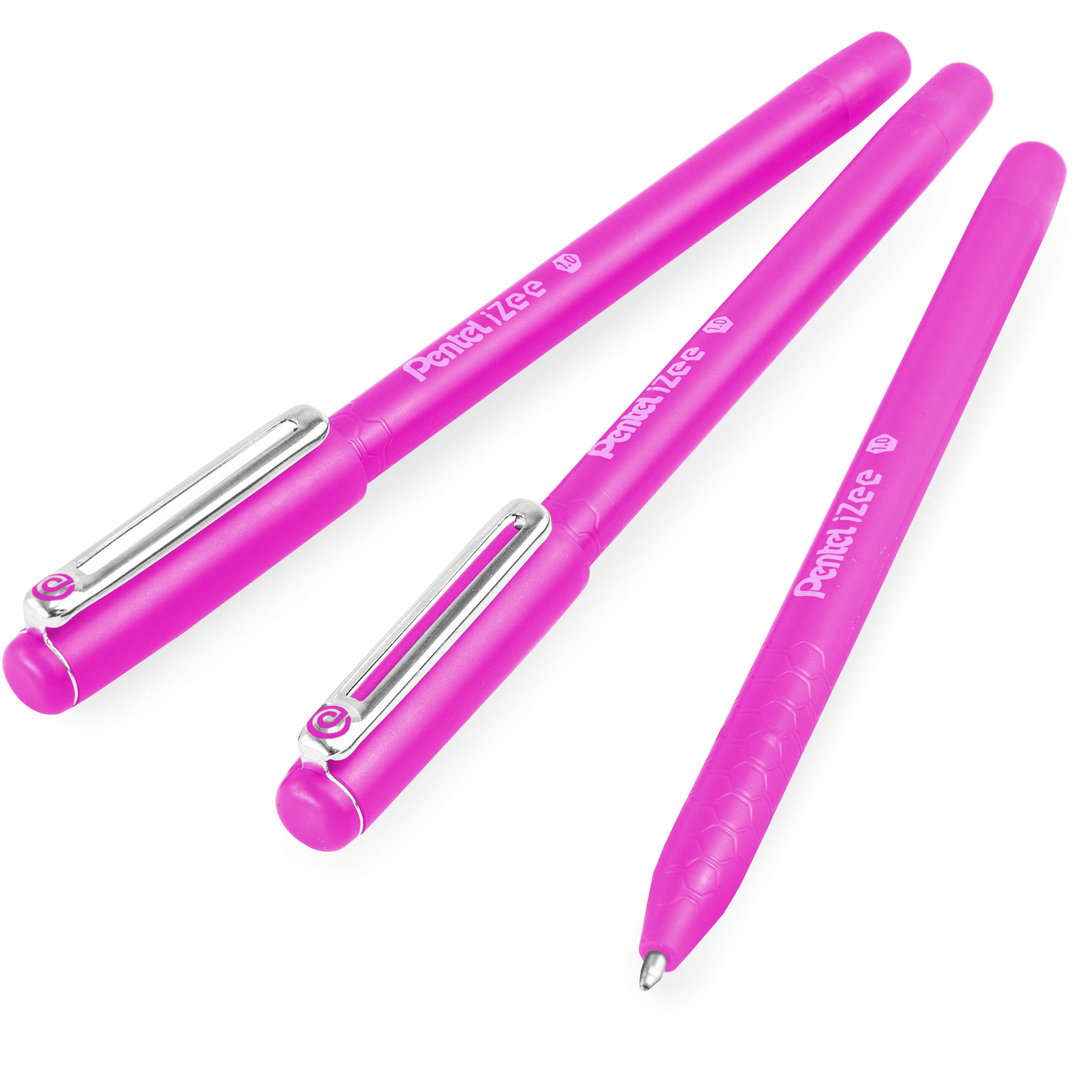 Pentel iZee BX460 Stick Ballpoint Pen - 1.0mm Nib - Pink Ink - Pack of 3