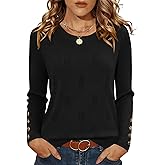 AKEWEI Womens Long Sleeve Sweater Crew Neck Knit Pollover Tops