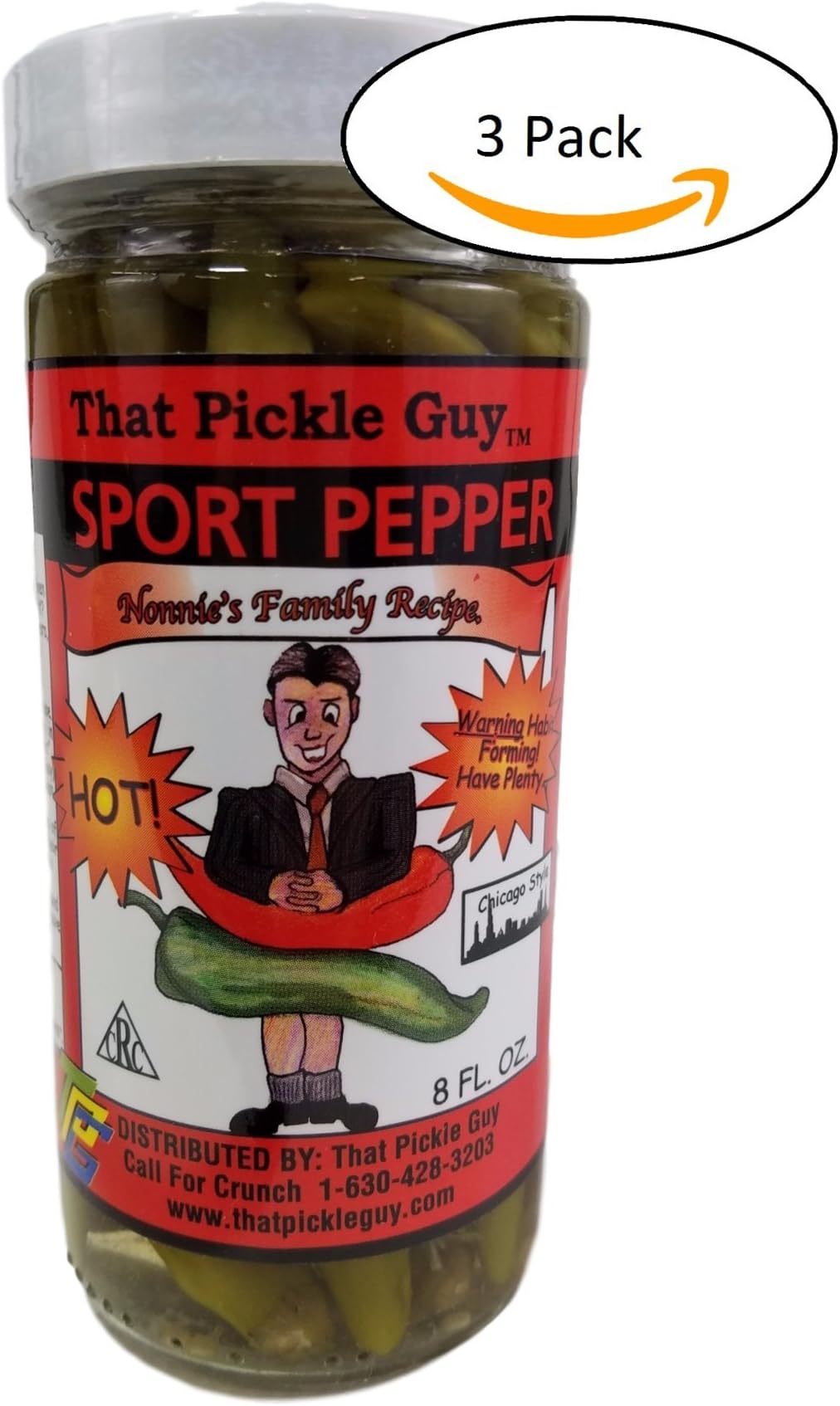 That Pickle Guy Chicago Style Sport Peppers for Hot Dogs, HOT, 8-ounce Jar
