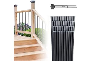 GRMIKBU 51Pack 26" x 3/4" Aluminum Deck Balusters Round Hollow Black Deck Railing Spindles Staircase Balusters Wood Composite Deck Porch Stairs Indoor Outdoor