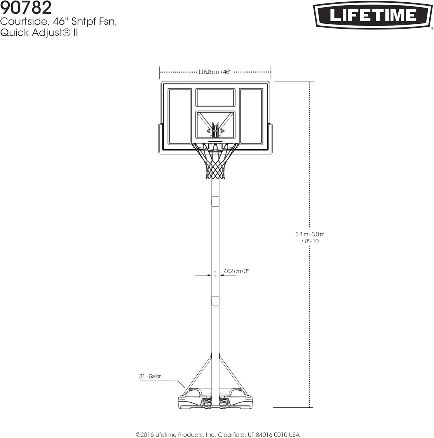 Sports & Fitness Lifetime 90782 Fusion Courtside Portable Basketball