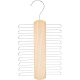 Amazon Basics 20 Bar Wooden Tie Hanger & Belt Rack - Natural, 2-Pack